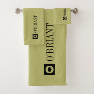 Custom monogram olive green bathroom towel set