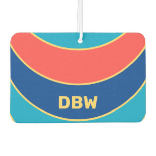 Custom Monogram on Colourful Curved Stripes Car Air Freshener