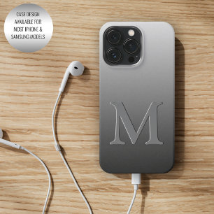 Custom Monogram On Ombre Black Grey Grey Gradient iPhone 15 Pro Case