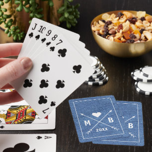 Custom Monogram On Simple Blue Denim Jeans 2025 Playing Cards