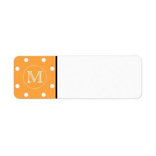 Custom Monogram. Orange and White Polka Dot.