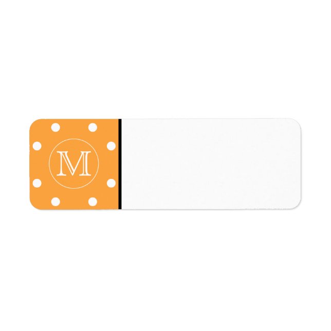 Custom Monogram. Orange and White Polka Dot. (Front)