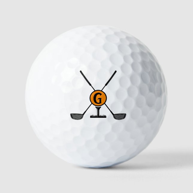 Custom Monogram orange modern Golf Balls (Front)