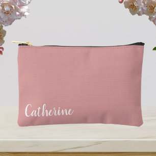 Custom monogram, orchard pink with script font accessory pouch