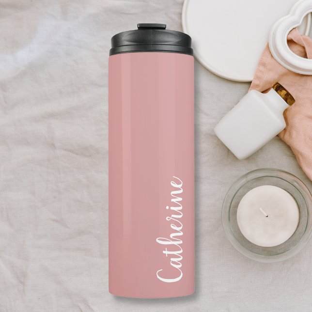 Custom monogram, orchid pink with script monogram thermal tumbler (Creator Uploaded)