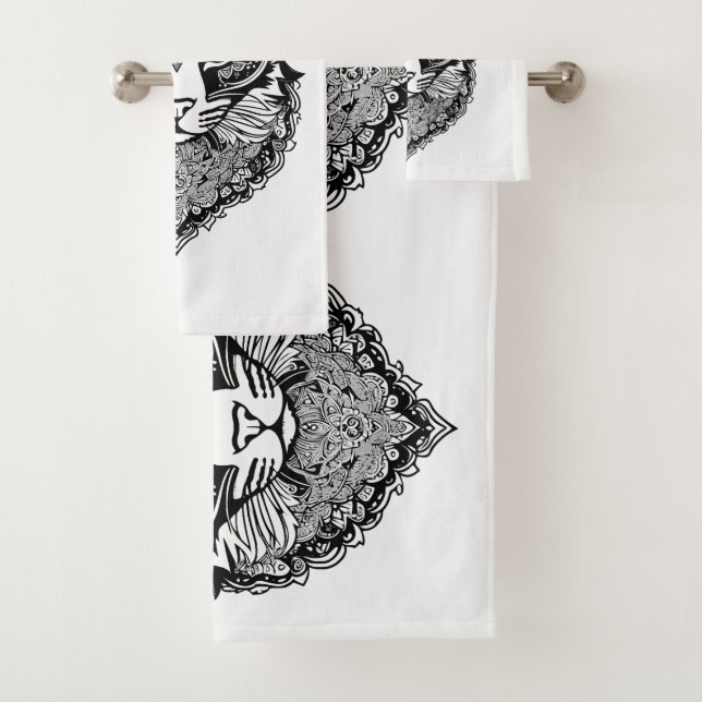 Custom Monogram Ornamental Cat Bath Towel Set (Insitu)