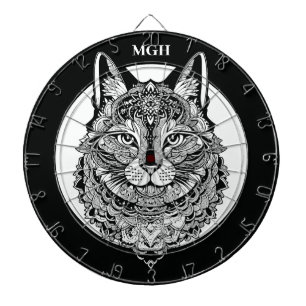 Custom Monogram Ornamental Cat Dartboard