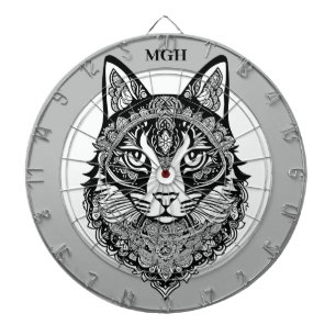 Custom Monogram Ornamental Cat Dartboard