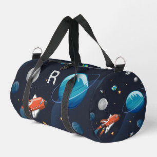 Custom Monogram Outer Space Shuttle Moon Stars Duffle Bag
