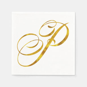 Custom Monogram P Faux Gold Foil Monograms Initial Napkin