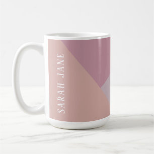 Custom monogram, pale pink tri-tone coffee mug