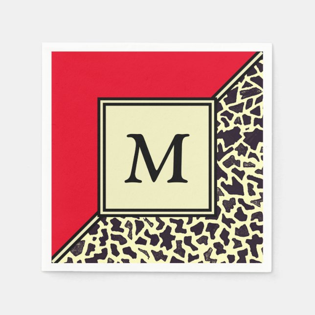 Custom Monogram Party Paper Napkins (Front)