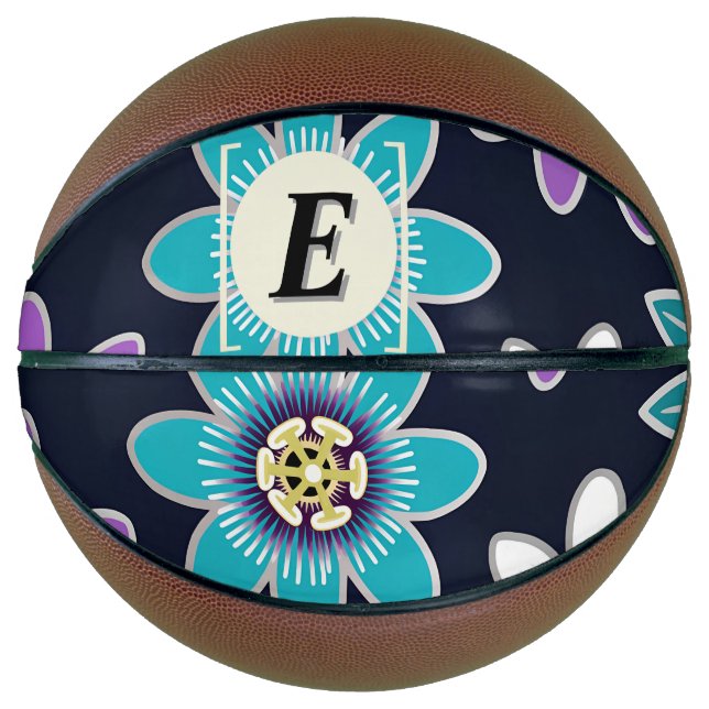 Custom Monogram Passion Flower Basketball (Front)