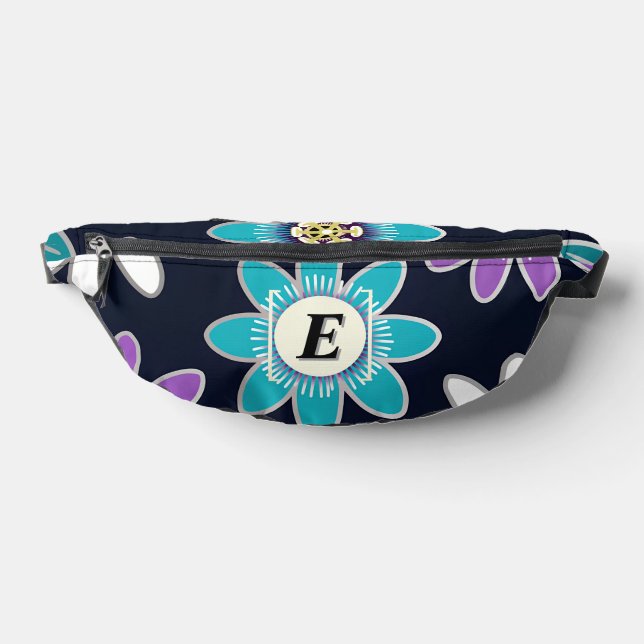 Custom Monogram Passion Flower Floral Fanny Pack (Lay Down)