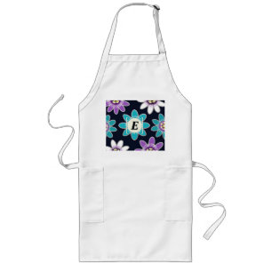 Custom Monogram Passion Flower Floral Long Apron