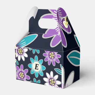 Custom Monogram Passion Flower Floral Pattern  Favour Box