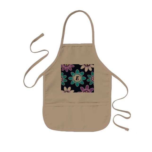 Custom Monogram Passion Flower Kids' Apron (Front)