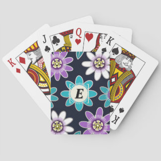 Custom Monogram Passion Flower Poker Cards