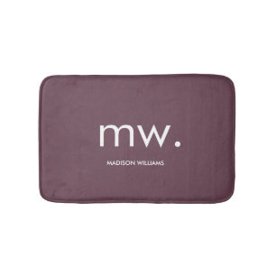 Custom Monogram Pastel Elegant Stylish Modern Bath Mat