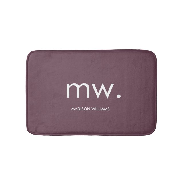Custom Monogram Pastel Elegant Stylish Modern Bath Mat (Front)