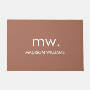Custom Monogram Pastel Elegant Stylish Modern Doormat