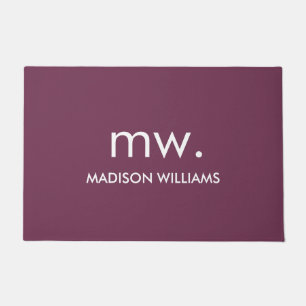 Custom Monogram Pastel Elegant Stylish Modern Doormat
