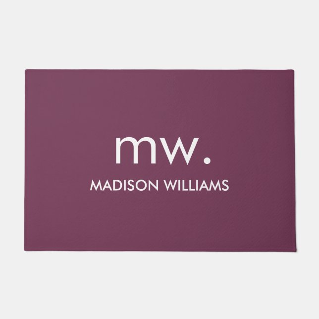 Custom Monogram Pastel Elegant Stylish Modern Doormat (Front)