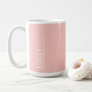 Custom monogram, pastel pink modern  coffee mug