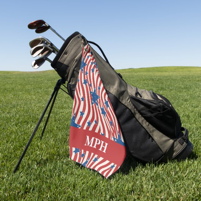 Custom Monogram Patriotic Golf Towel (Green)