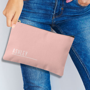 Custom monogram, peachy pink new line accessory pouch