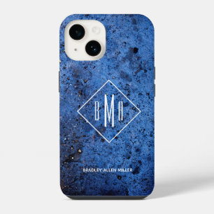 Custom Monogram Personalised Blue iPhone 14 Case