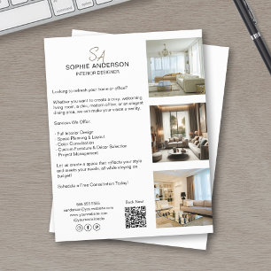 Custom Monogram Photo QR Professional Business Flyer