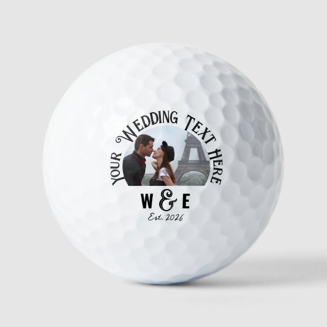 Custom Monogram Photo Text Wedding Golf Balls (Front)