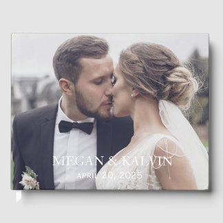 Custom Monogram Photo Wedding Guest Book