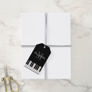 Custom monogram piano key music instrument gift tags