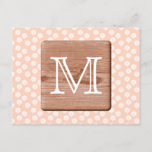 Custom Monogram. Picture of Wood, Floral Pattern. Postcard