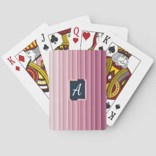 Custom Monogram Pink Gradient Vertical Poker Cards