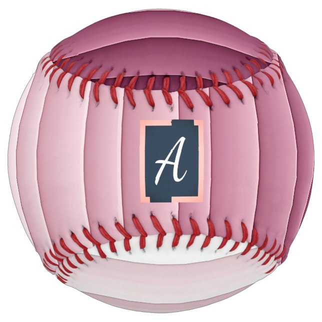 Custom Monogram Pink Gradient Vertical Softball (Front)