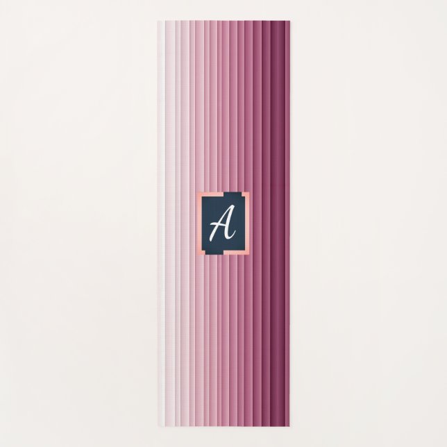 Custom Monogram Pink Gradient Vertical Yoga Mat (Front)