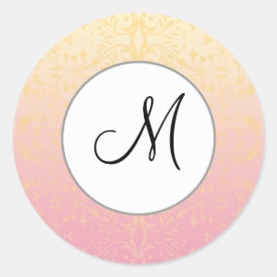 Custom Monogram Pink Peach Sticker