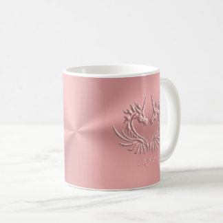 Custom Monogram, Pink Scaly Dragon Heart Coffee Mug