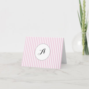 Custom Monogram Pink Stripe Parisan Thank You Card