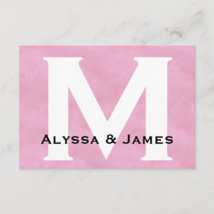 Custom Monogram Pink White Wedding RSVP Card Y029