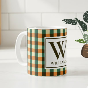 Custom Monogram Plaid Mug Gift for Women & Men