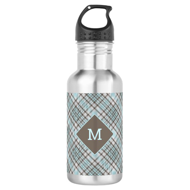Custom Monogram Plaid / Tartan Pattern 710 Ml Water Bottle (Front)