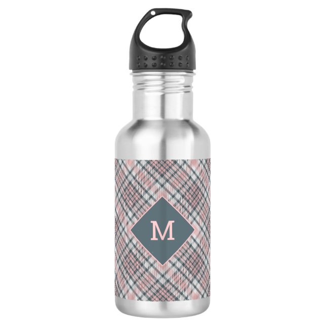 Custom Monogram Plaid / Tartan Pattern 710 Ml Water Bottle (Front)