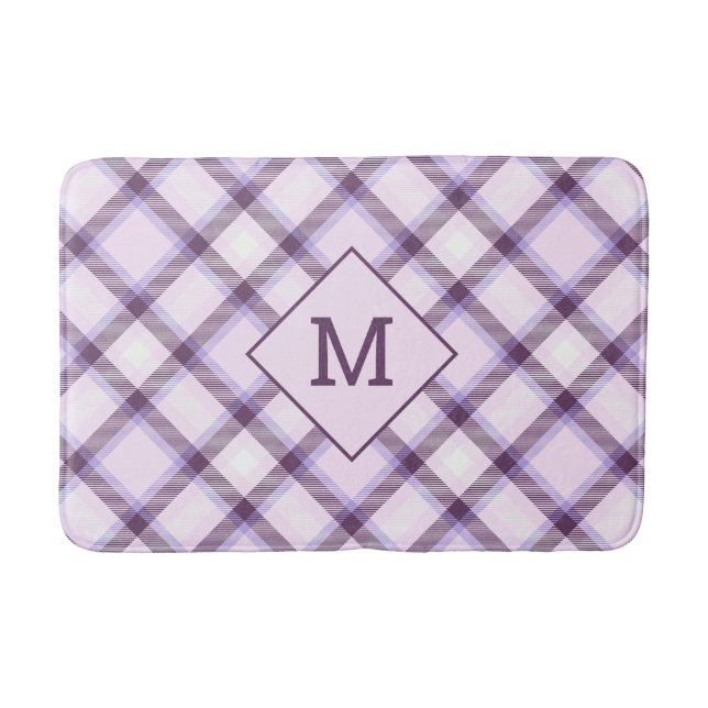 Custom Monogram Plaid / Tartan Pattern Bath Mat (Front)