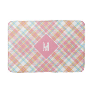 Custom Monogram Plaid / Tartan Pattern Bath Mat