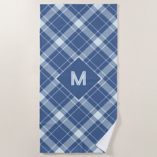 Custom Monogram Plaid / Tartan Pattern Beach Towel