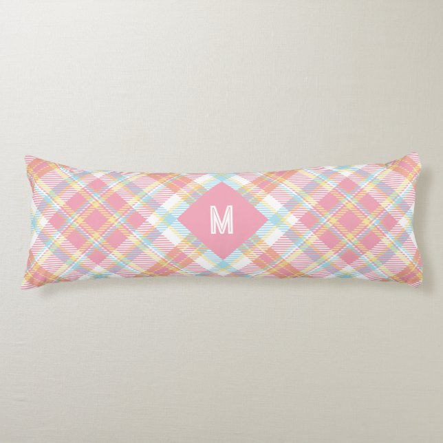 Custom Monogram Plaid / Tartan Pattern Body Cushion (Front)